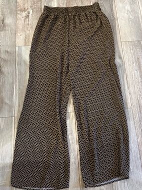 Michael Kors Black and Brown Geometric Wide-Leg Pants